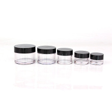 PETG 5g 10g 20g 30g 50g clear plastic face cream jars cosmetic packaging with black screw lid